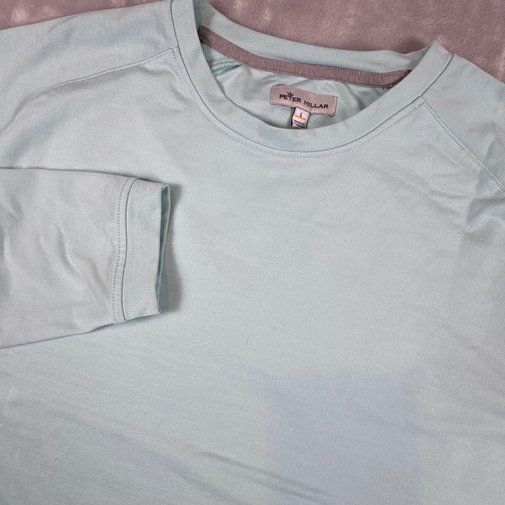 Peter Millar Crown Sport Mens Large Mint Green Performance Crewneck Pullover